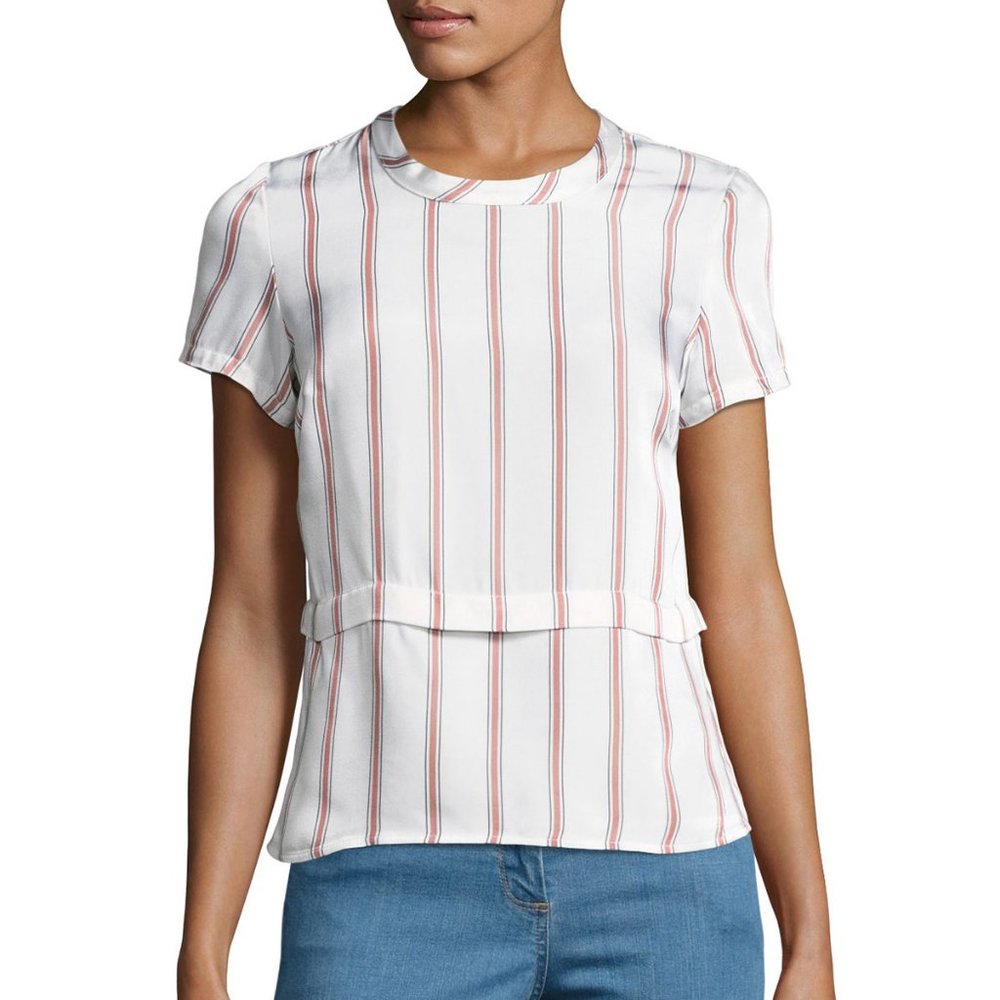 Veronica Beard Short-Sleeve Striped Tee Top 4 XS